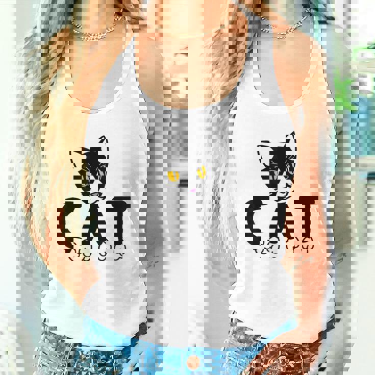 猫 子猫 ハチワレ モノトーン 白 黒 かわいい ユニーク タンクトップ