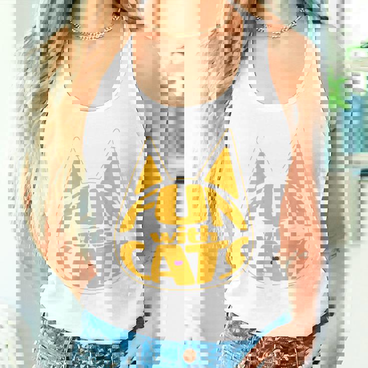 猫と一緒に楽しい！ バックプリント かわいい ねこ好き おもしろ タンクトップ