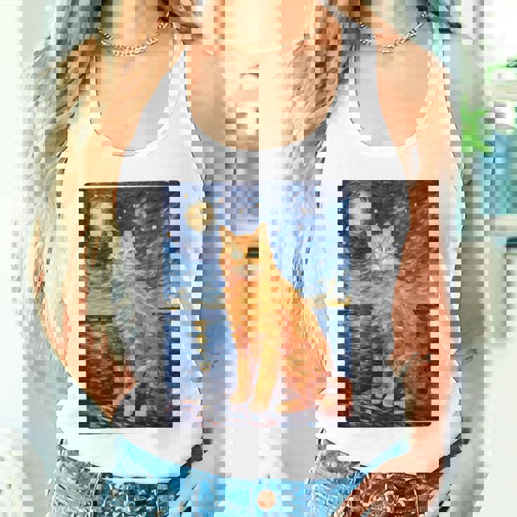 猫のポートレートオイル印刷甘い子猫 長袖tシャツ タンクトップ