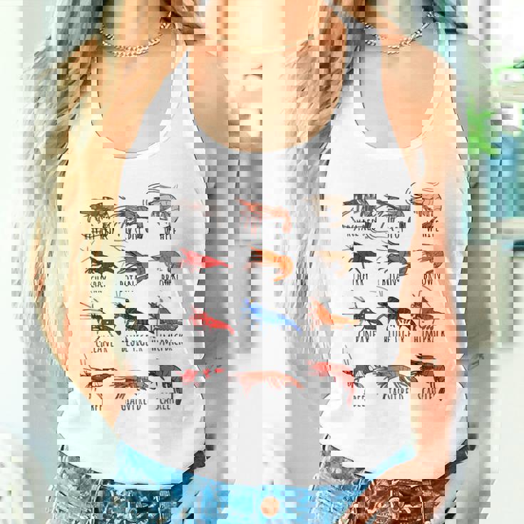 異なるタイプのエビの品種コレクション、かわいいエビ愛好家。 タンクトップ