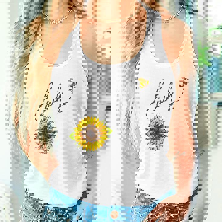 秋のひまわり マルハナバチ 面白いひまわり蜂 秋の愛 タンクトップ