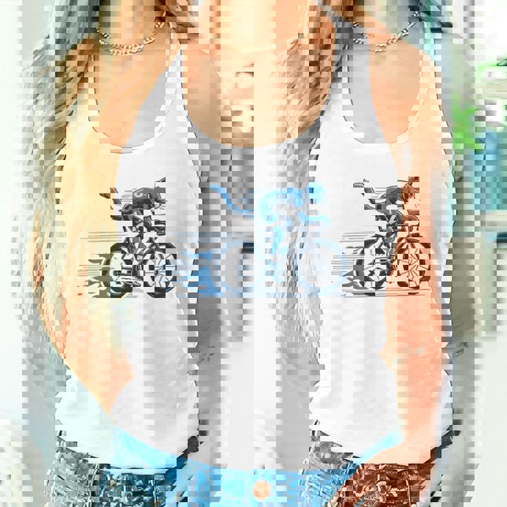 趣味のサイクリストのためのおしゃれな面白いロードバイク猫。 タンクトップ