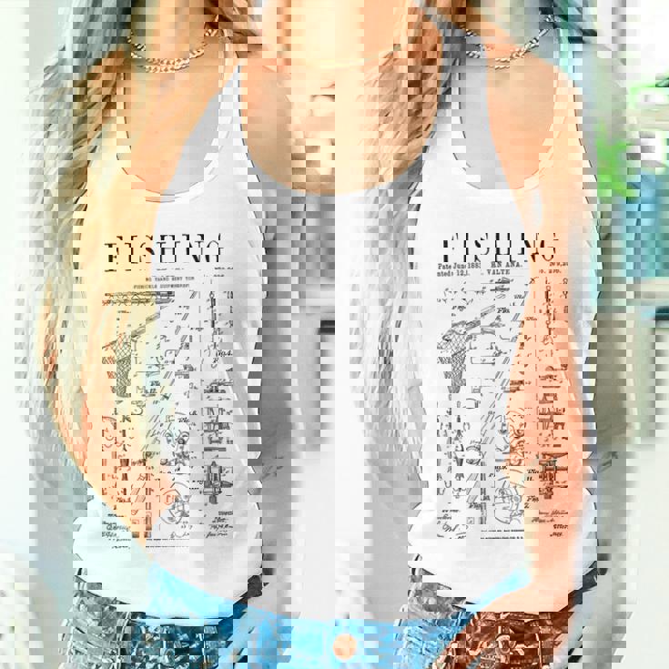 釣り ロッド タックル リール ルアー フィッシャーマン ヴィンテージ 特許 プリント タンクトップ