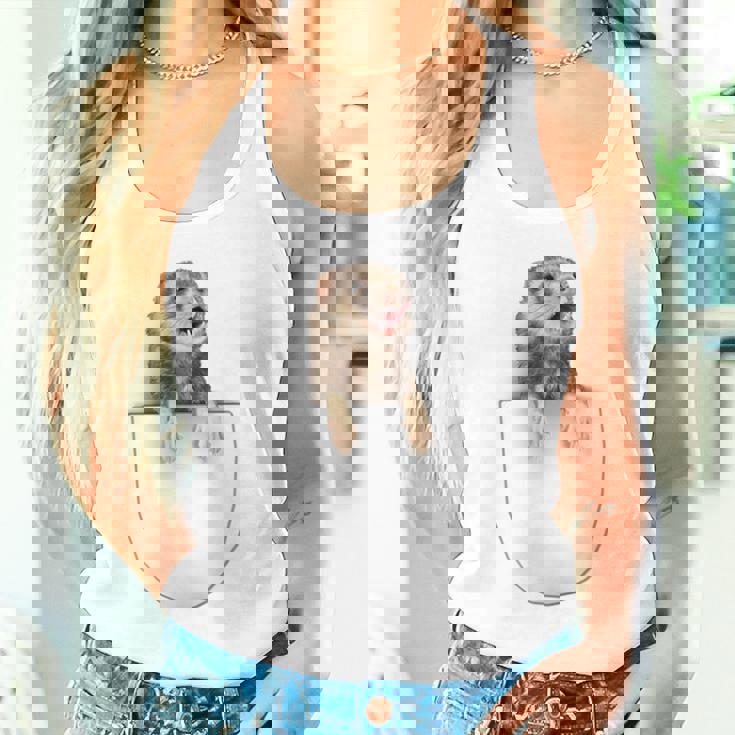 面白いペットフェレット ポケットの中のファニー フェレット タンクトップ