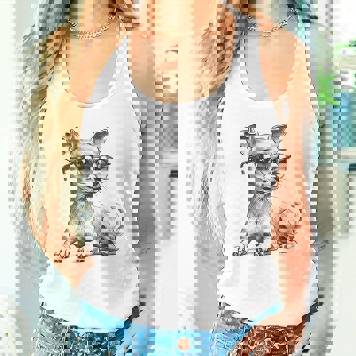 面白いミニチュアピンシャードッグミニピンサングラスデザイン。 タンクトップ