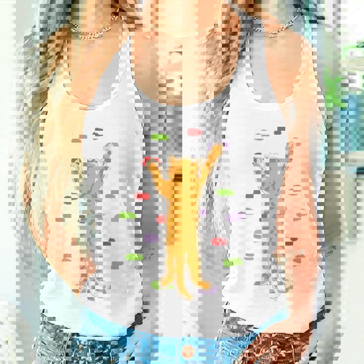 面白くてかわいいボルダーロッククライミングキャット背中にプリント タンクトップ