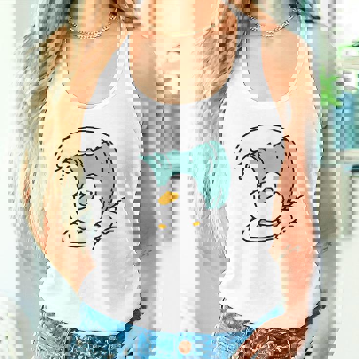 面白くてかわいい小さなアヒルが波をキャッチ。 タンクトップ