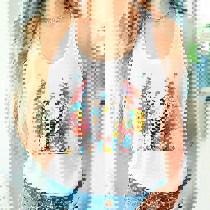 鮮やかな犬のアート スプラッシュカラー 抽象画 タンクトップ