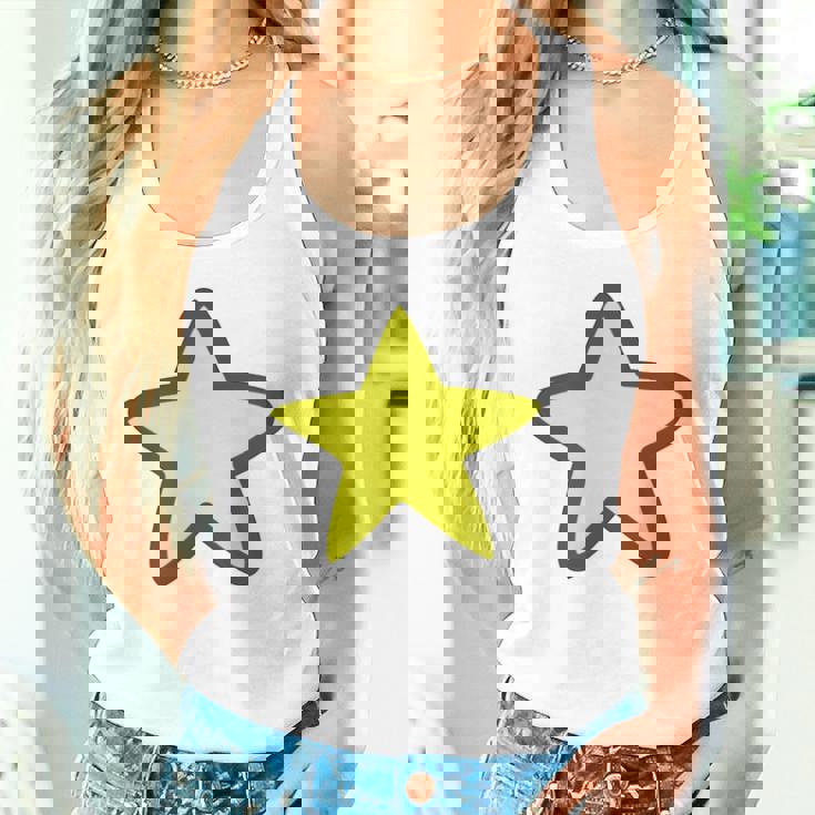 黄色い星と黒のアウトライン タンクトップ