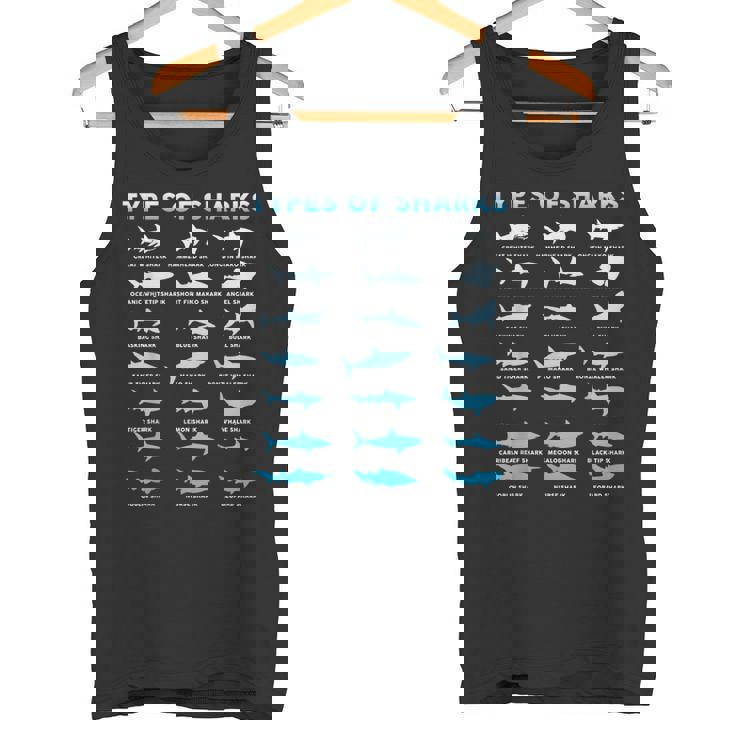 21種類のサメの海洋生物学者シャークtシャツ シャークtシャツ タンクトップ