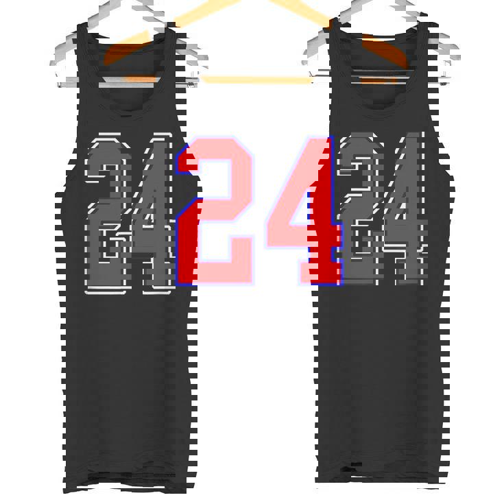 24番の大学スポーツスタイル。レッド、ブルー、ホワイト。 タンクトップ