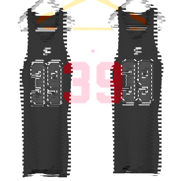 39 ナンバー カレッジスタイル ヴィンテージ 赤 白 日本国旗 タンクトップ