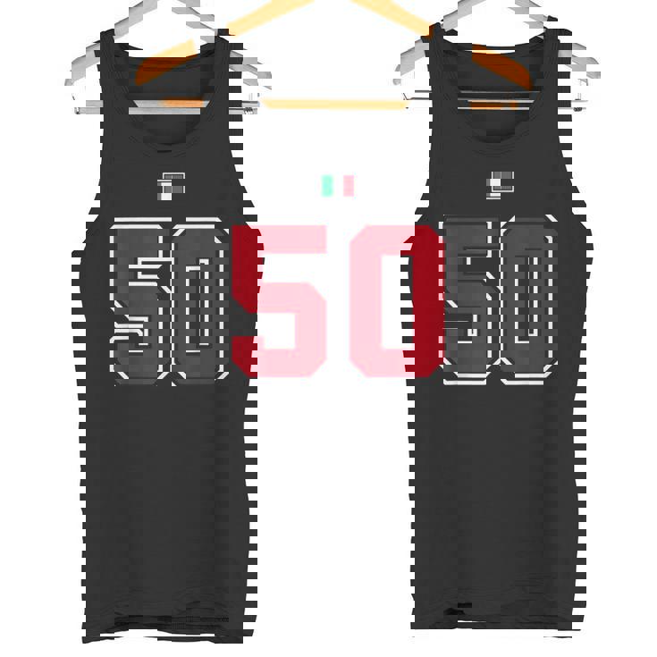 50 ナンバー カレッジスタイル ヴィンテージ 赤 白 イタリア国旗 タンクトップ