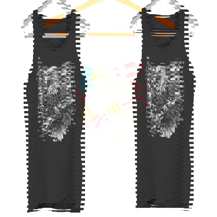 7 月 4 日アメリカ国旗白頭鷲グラフィック アート デザイン タンクトップ
