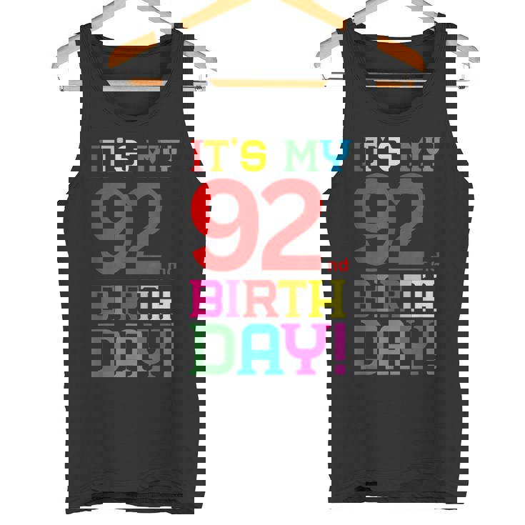 92歳 カラフル Happy Birthday Its My 92Th Birthday タンクトップ