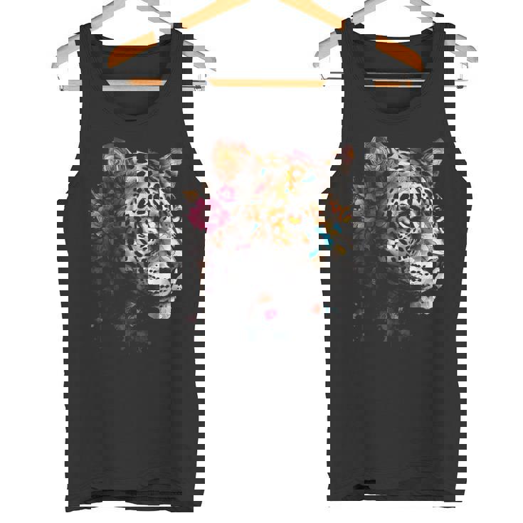 Arte De Flores De Leopardo Leopardo Animal Camiseta sin mangas