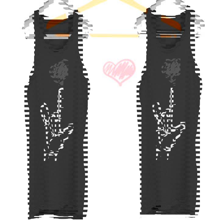 Asl I Love You Hand Heart アメリカ手話 タンクトップ