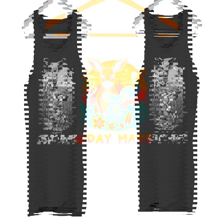 Australia G'day Mate And Aussie Animals Kangaroo Koala Emu タンクトップ