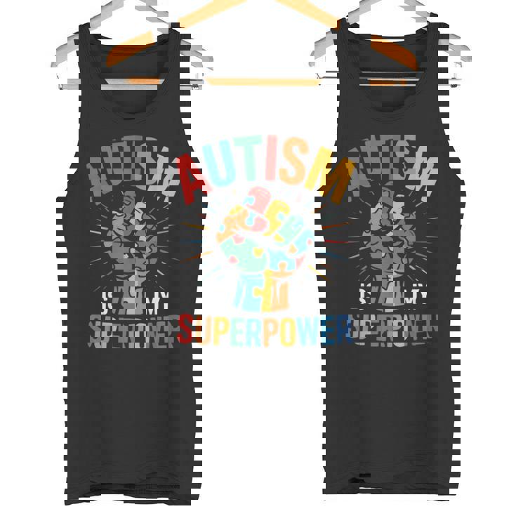 Autism Is Myuperpower 自閉症啓発パズル プライド タンクトップ