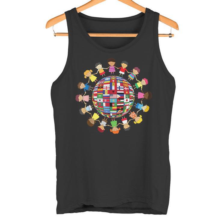 Banderas Del Mundo Cultural Diversidad Niños Alrededor Del Mundo Camiseta sin mangas