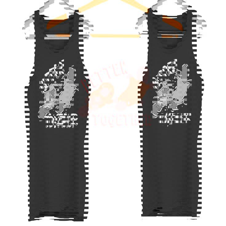 Better Together バレンタインデー カモノハシ カップル ラブ ハッピー タンクトップ