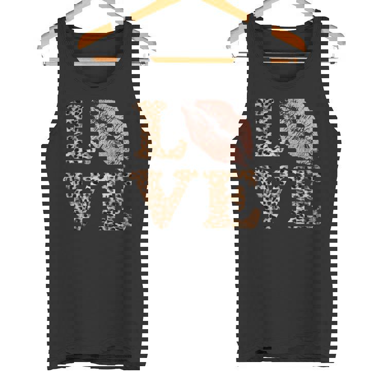 Big Lips Love ヒョウ柄 文字 ピンク 唇 バレンタイン ラブ タンクトップ