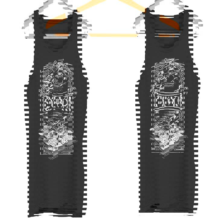 Book Wyrm Bookwyrm ドラゴンリーディングラバー アンティーク調 タンクトップ