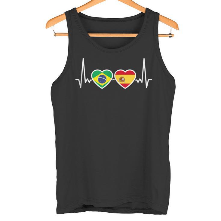 Brasil España Latido Bandera Español Brasileño In Mangas Camiseta sin mangas
