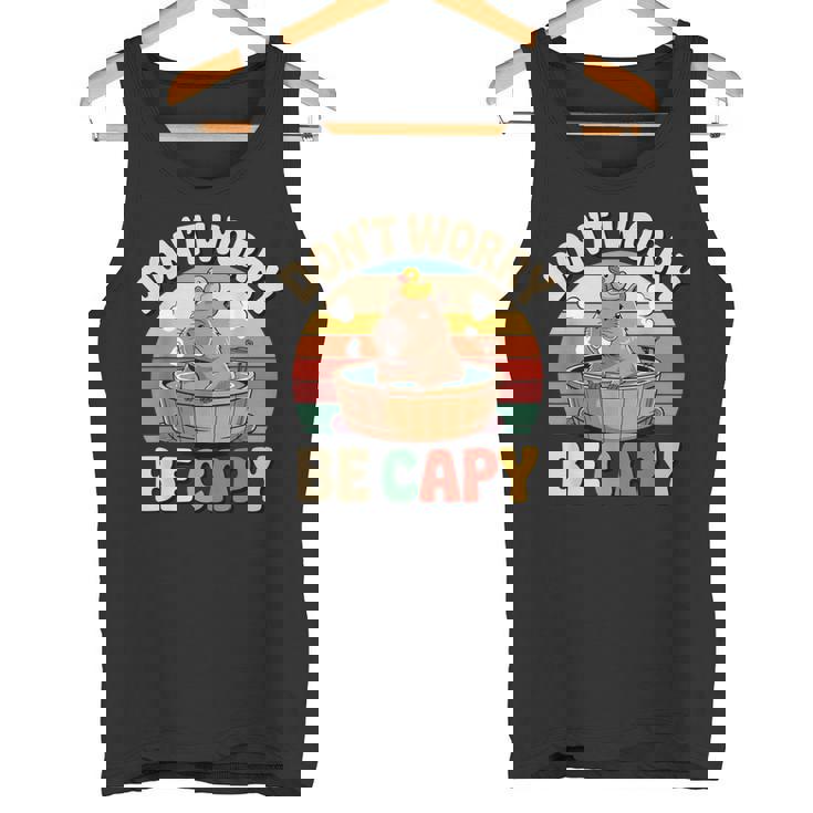 Capibara Don't Worry Be Capy Divertido Retro Lindo Capiba Camiseta sin mangas