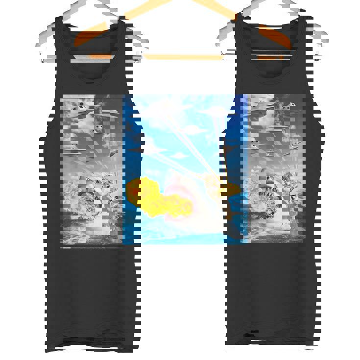 Cat Riding Fire Breathehark レインボー レーザー タコス タンクトップ