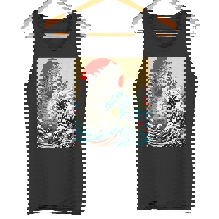 Catzilla 猫日本美術面白い猫 タンクトップ