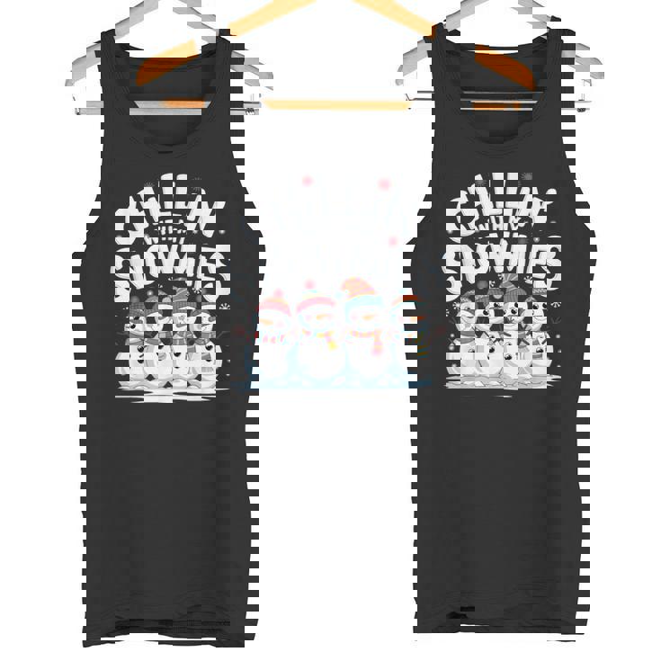 Chilling With Mynowmies 冬の雪だるまファミリーデザイン タンクトップ