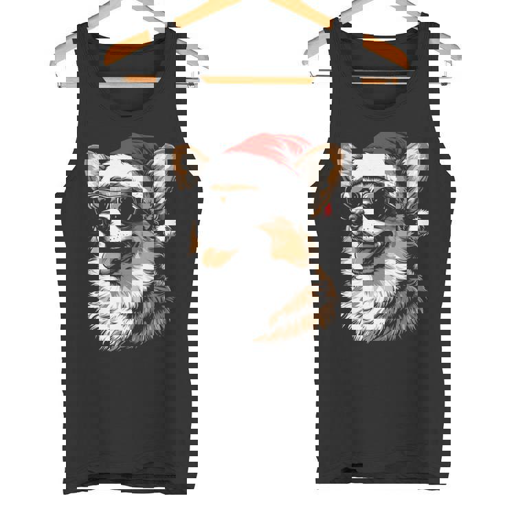 Corgi サンタハット 面白い かわいい 犬 ママ お父さん クリスマス 長袖tシャツ タンクトップ