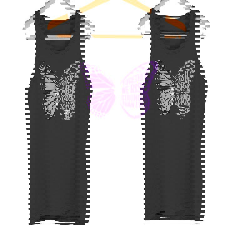 Crohns Awareness Together We Rise パープルリボン バタフライ タンクトップ
