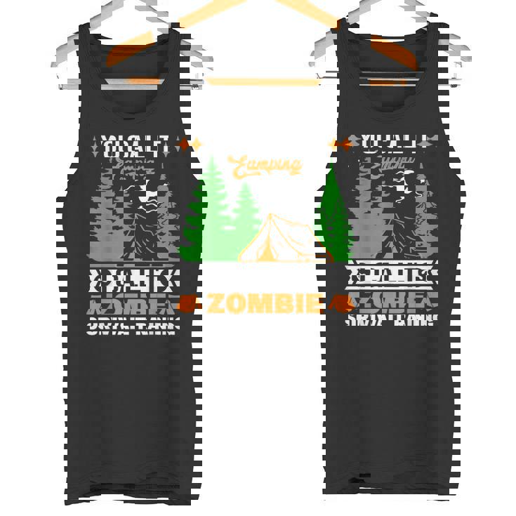 Divertido Zombie Apocalipsis Campingupervivencia Entrenamiento Humor Camiseta sin mangas