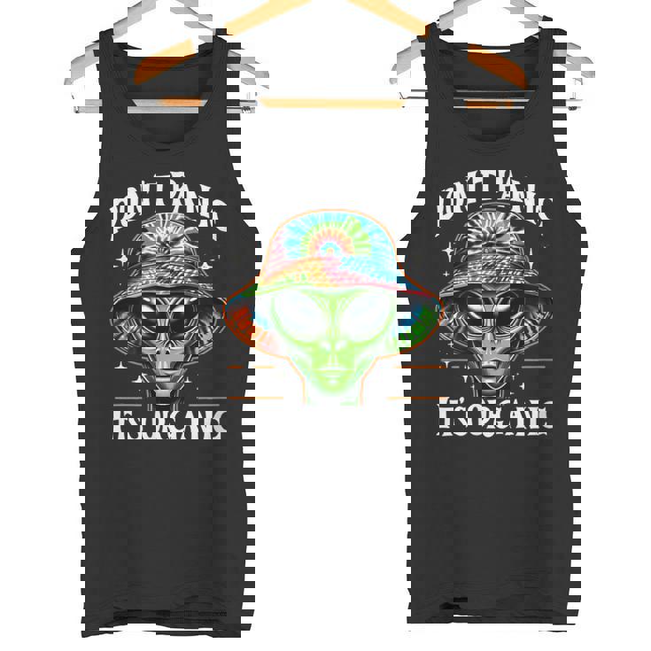Don't Panic It's Organic Alien Ufo 面白いプリント タンクトップ