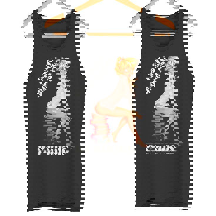 Easily-Distracted By Books ピンナップガール セクシーアニメ レトロアート タンクトップ