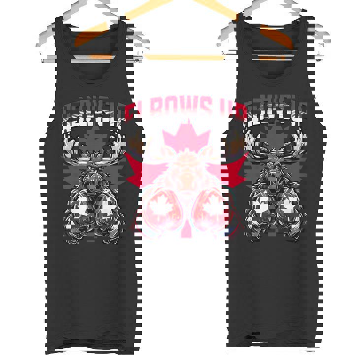 Elbows Up Canada ボクシング ムース メープルリーフ カナダの誇り タンクトップ