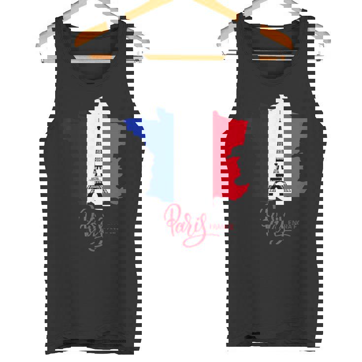Enjoy Travel Paris France Flag & Eiffel Tower Graphic タンクトップ