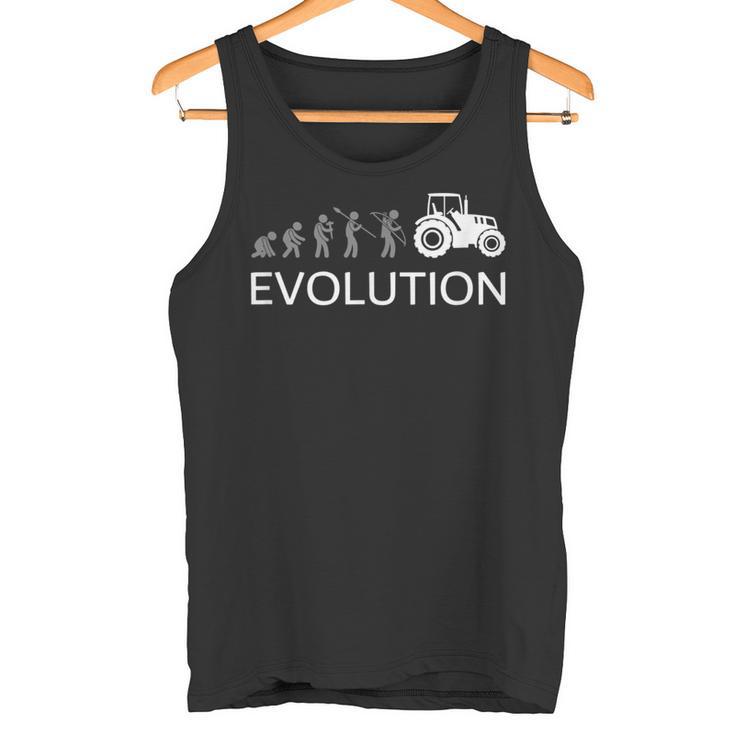 Evolución Agricultor Granja Tractor Agrícola Tractor Camiseta sin mangas