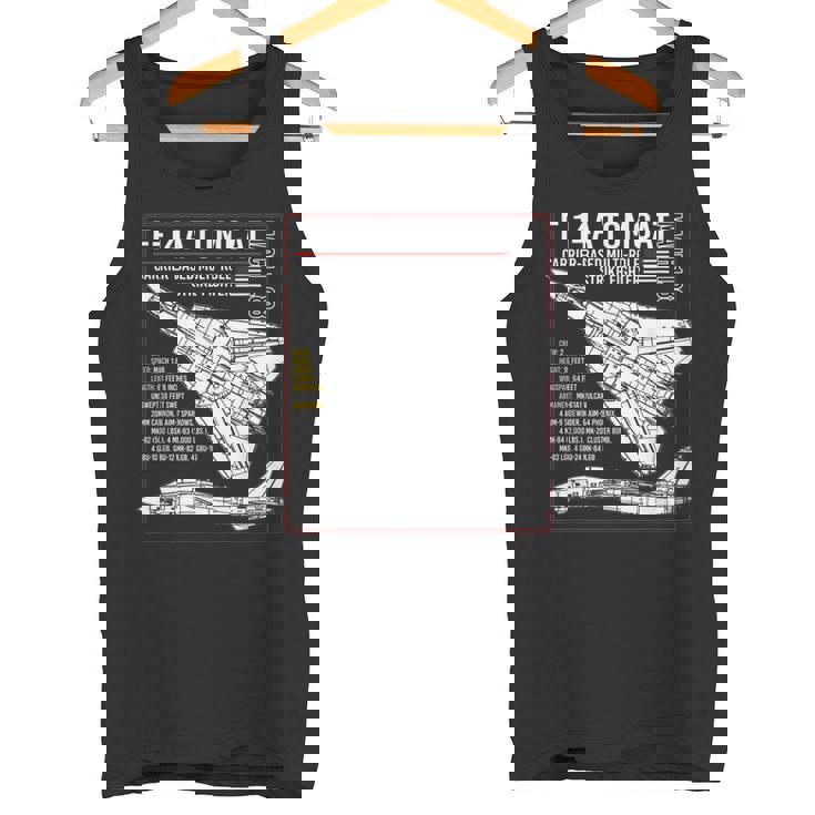 F-14 Tomcat Us American Carrier航空機 ブループリント タンクトップ