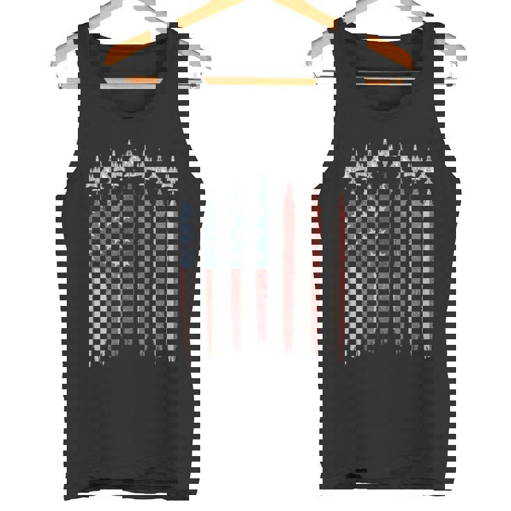 F4 ファントムファイタージェット アメリカ国旗 飛行機 F-4 7月4日 タンクトップ