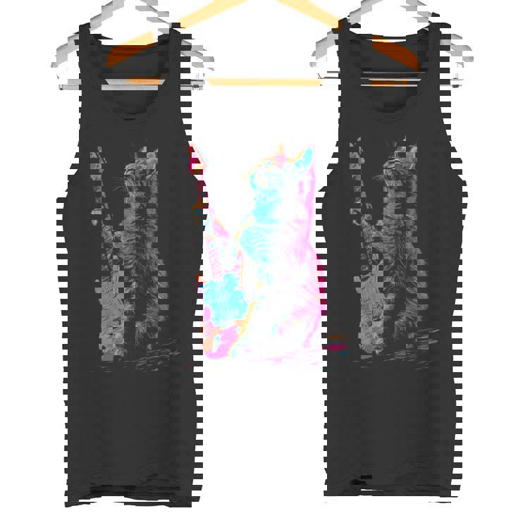 Feline Groove ロックギター 猫デザイン 音楽愛好家向け タンクトップ