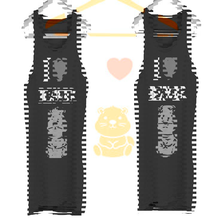 Baby Beavers Minimalist Cute I Love Beaver タンクトップ