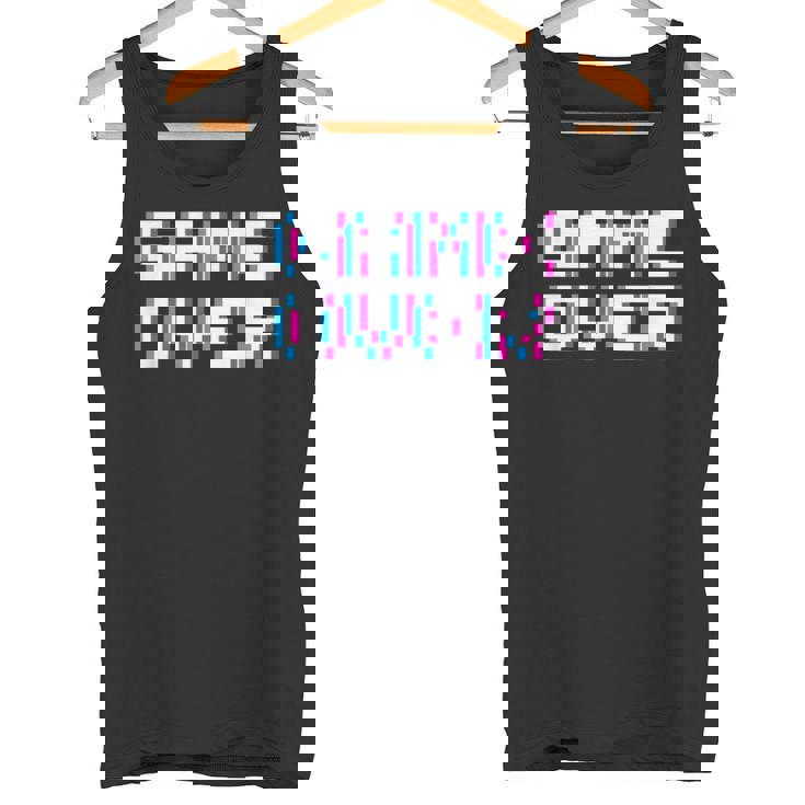 Game Over 8Bit ゲームオーバー 8ビットピクセル レトロヴィンテージビデオゲームグラフィック ゲーマー タンクトップ