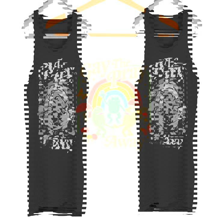 Gay The Pray Away レインボー 面白い ミーム カエル Lgbt プライド Lgbtq タンクトップ