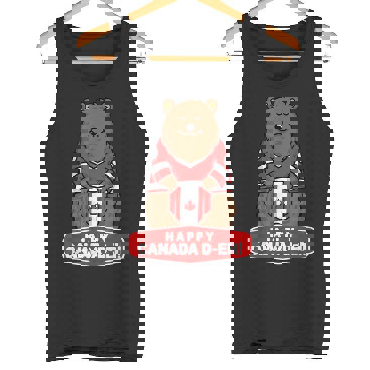 Happy Canada Day 面白いカナダのクマの旗 タンクトップ