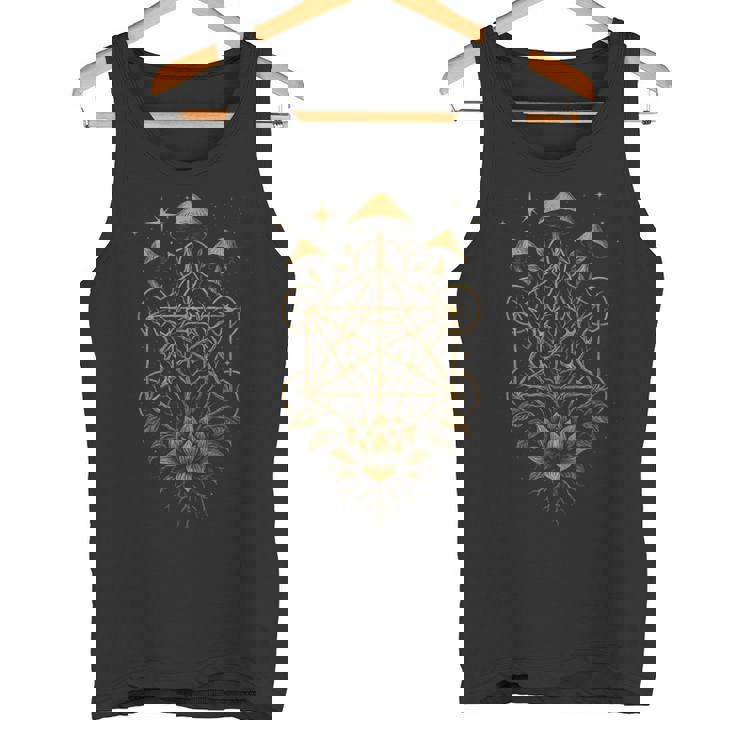 Hongos Flor Geometríaagrado Bosque Raíces Estrellas Camiseta sin mangas
