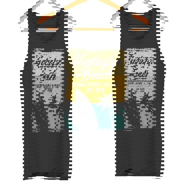 Huntington Beachurf City California アンティーク調サーフィン タンクトップ