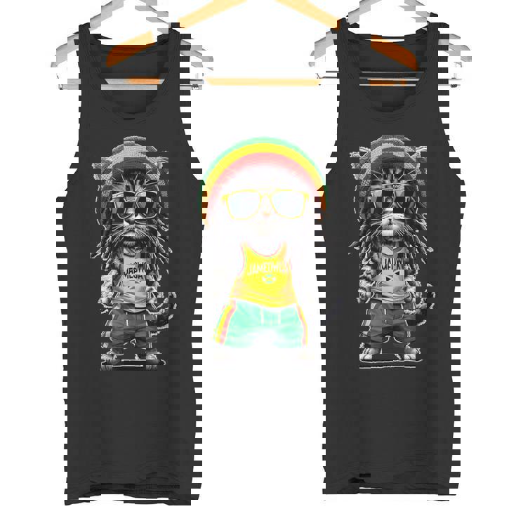 Jameowca クールで面白いジャマイカン ラスタ レゲエ キャット タンクトップ